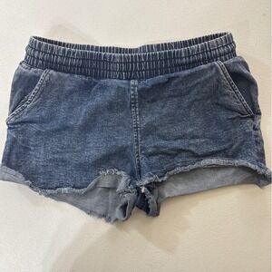 No Boundaries Denim Distressed Elastic Waist shortShorts Blue Women's Size M 7 9